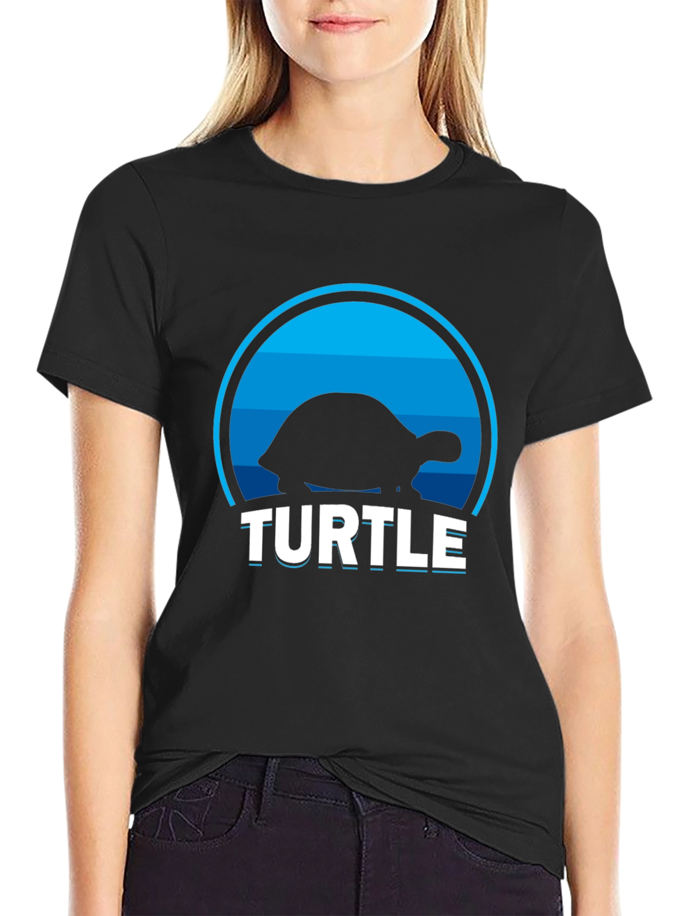 Turtle Silhouette Graphic T-Shirt - Cool Animal Tee