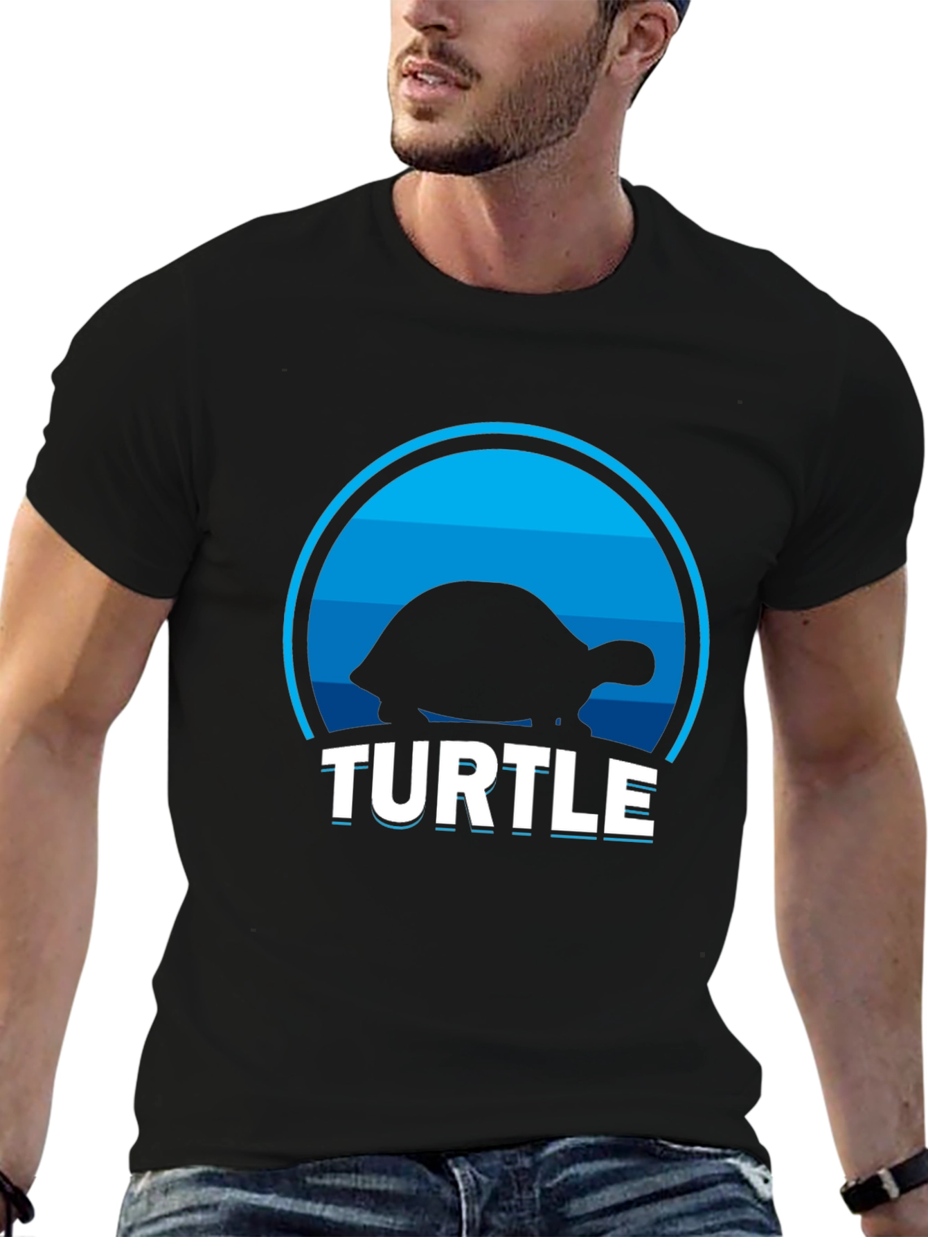 Turtle Silhouette Graphic T-Shirt - Cool Animal Tee