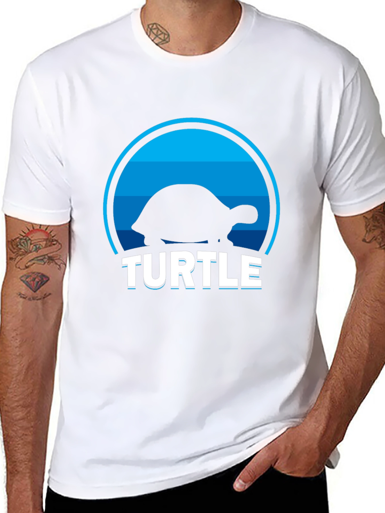 Turtle Silhouette Graphic T-Shirt - Cool Animal Tee