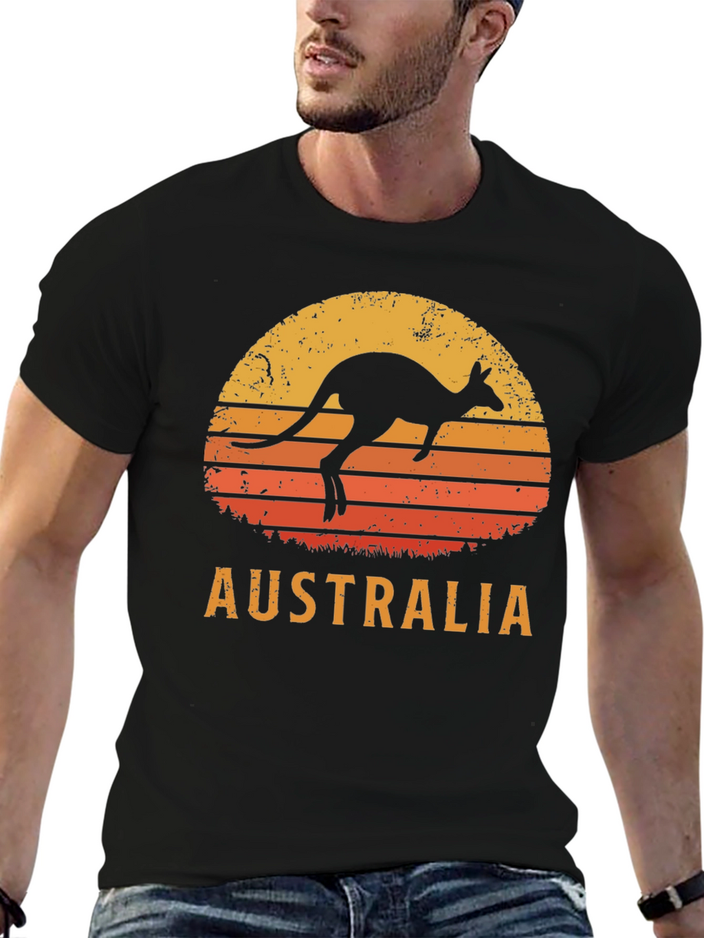 Australia Kangaroo Sunset Graphic T-Shirt