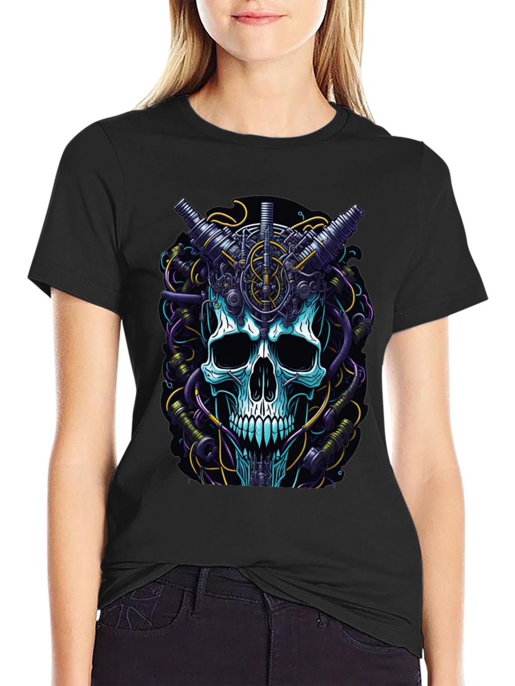 Steampunk Skull Graphic T-Shirt - Mens Black Tee