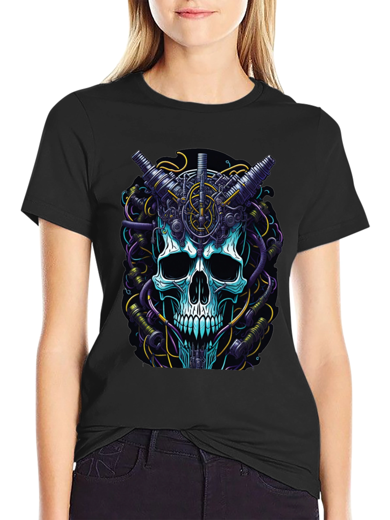 Steampunk Skull Graphic T-Shirt - Mens Black Tee
