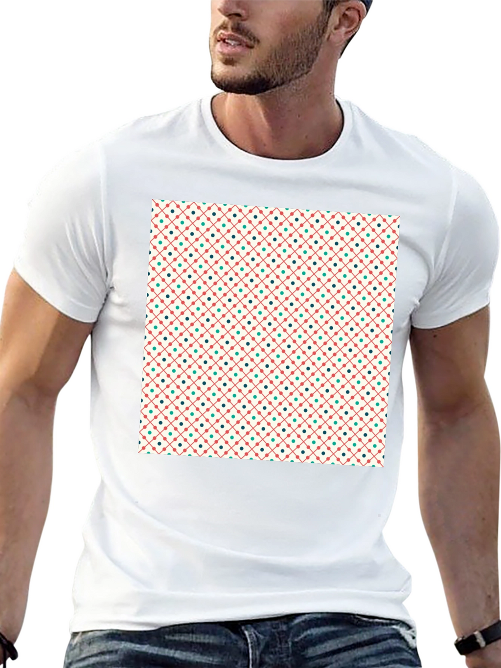 Retro Pattern Crew Neck T-Shirt