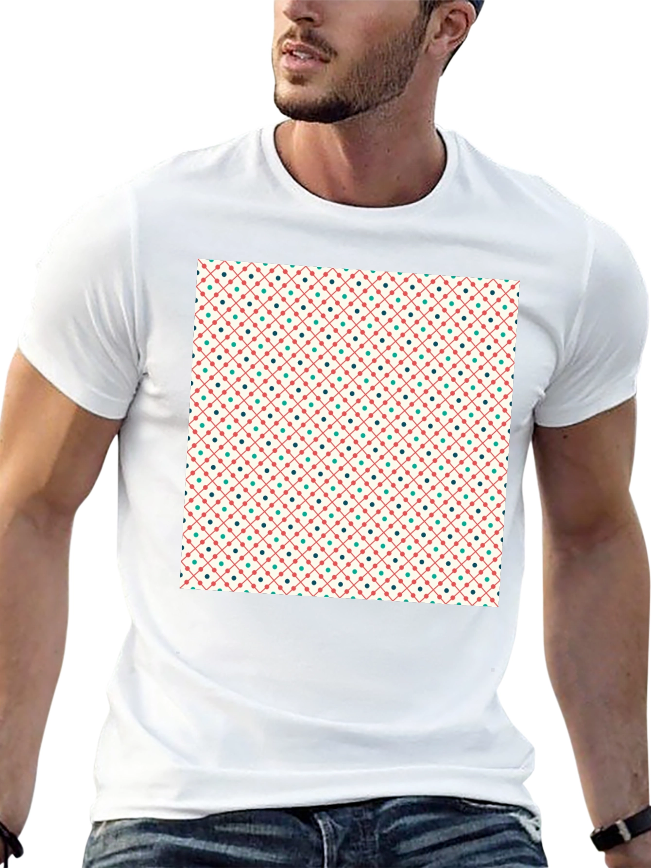 Retro Pattern Crew Neck T-Shirt