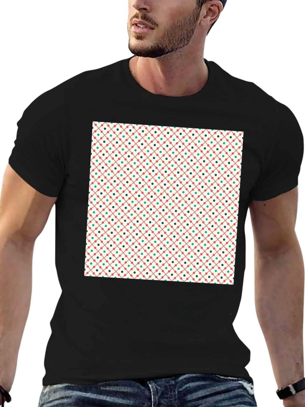 Retro Pattern Crew Neck T-Shirt