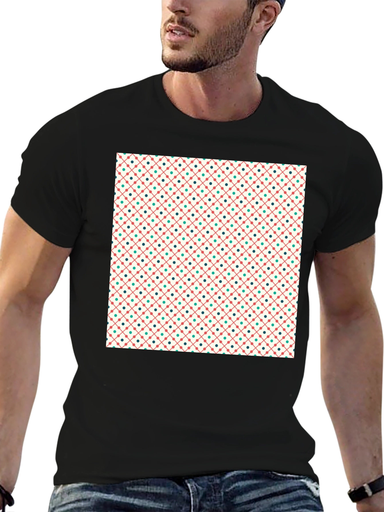 Retro Pattern Crew Neck T-Shirt
