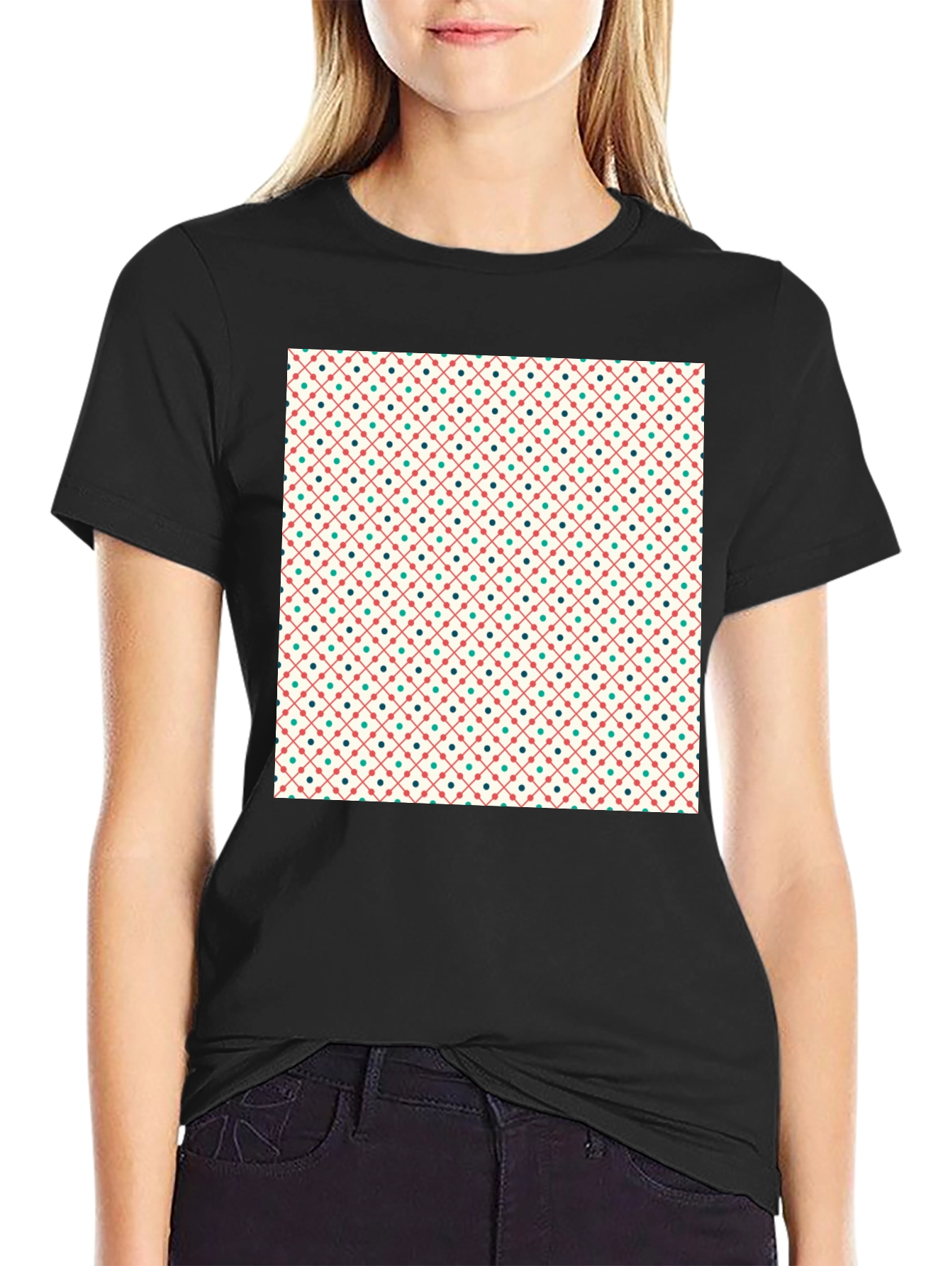 Retro Pattern Crew Neck T-Shirt