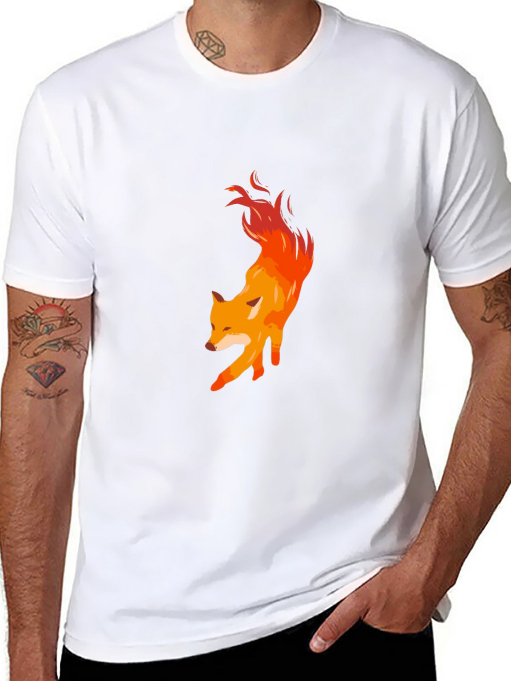 Fiery Fox Graphic Tee - Mens Black T-Shirt