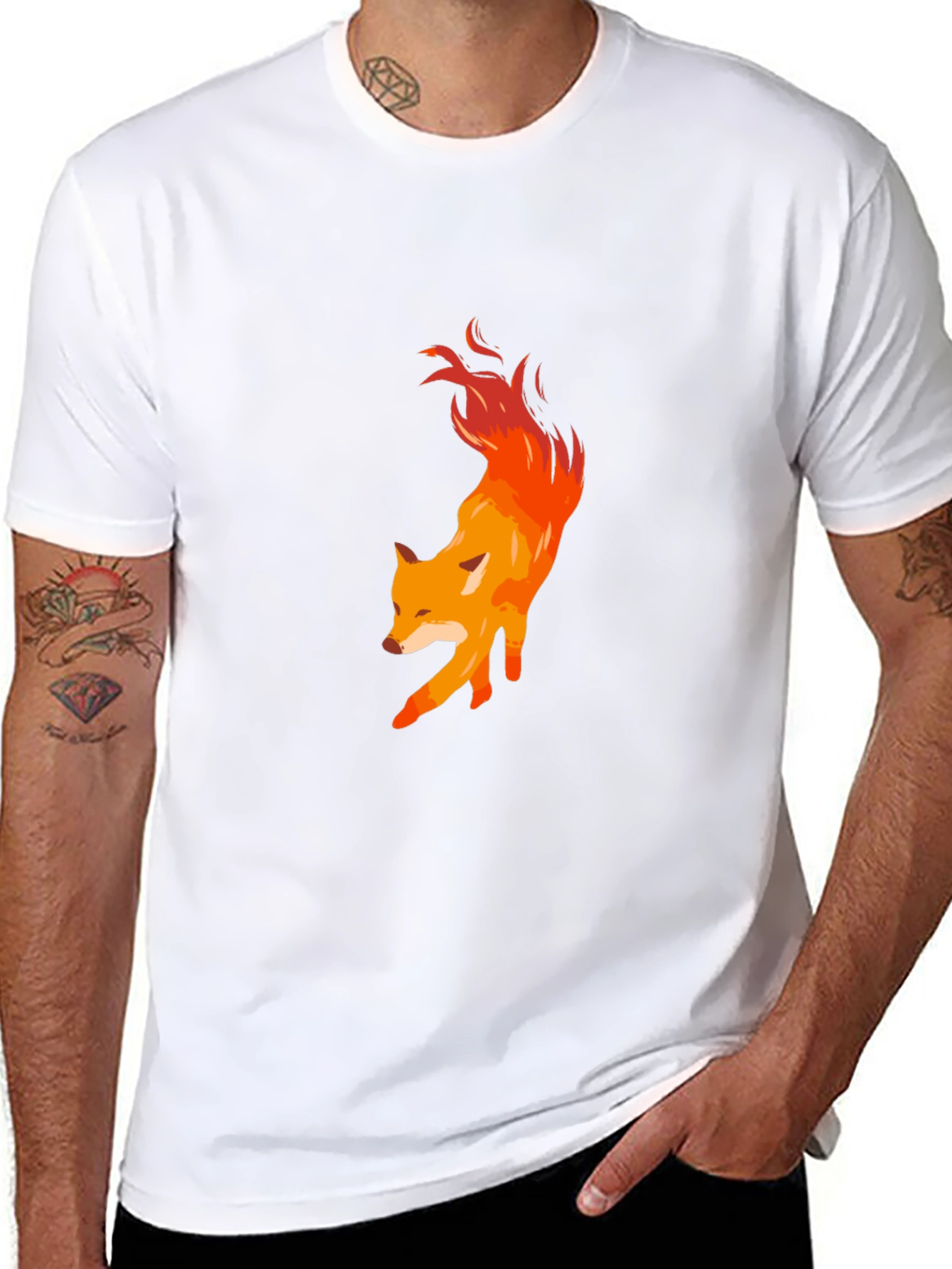 Fiery Fox Graphic Tee - Mens Black T-Shirt