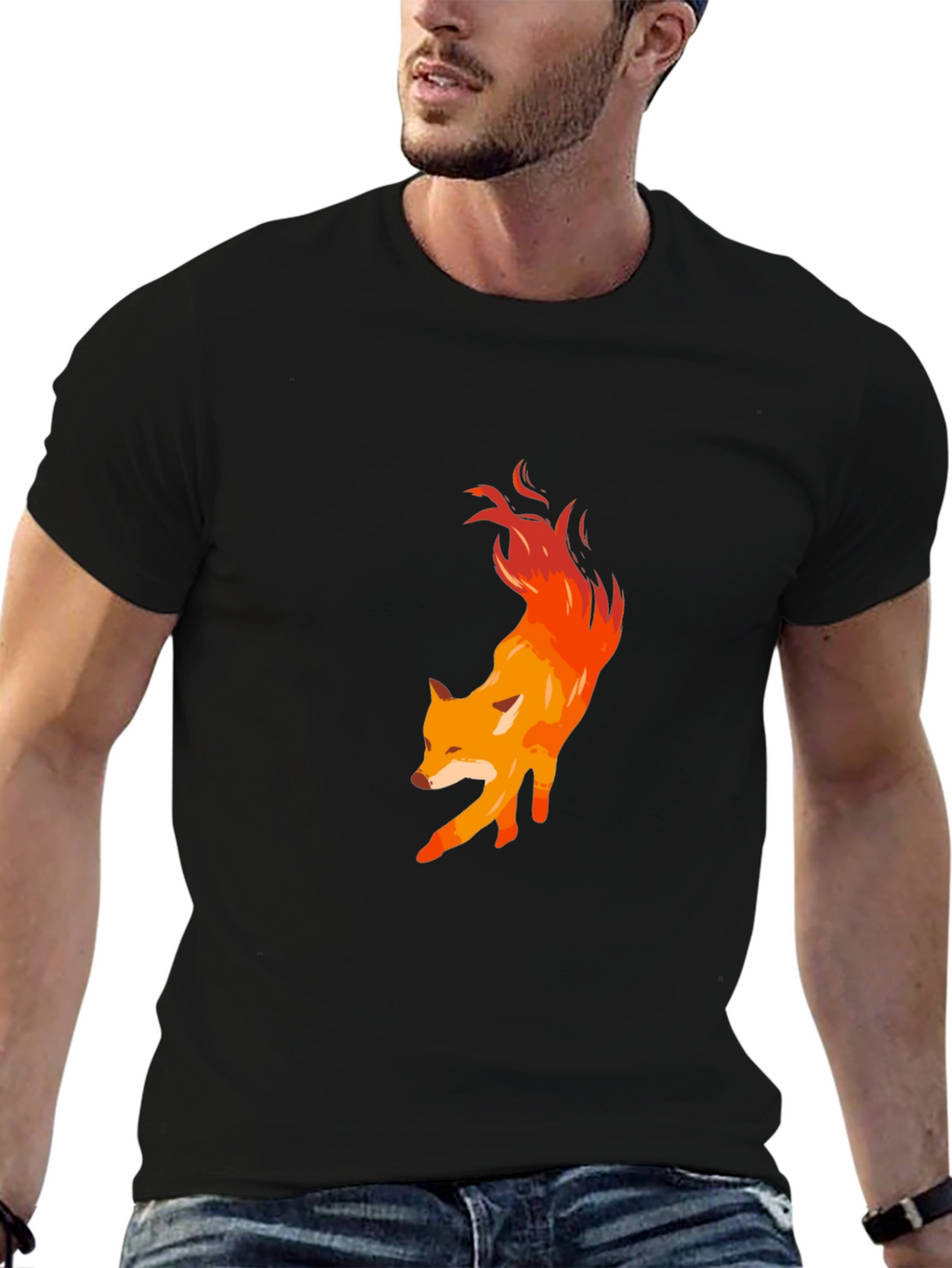 Fiery Fox Graphic Tee - Mens Black T-Shirt