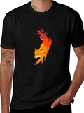 Fiery Fox Graphic Tee - Mens Black T-Shirt