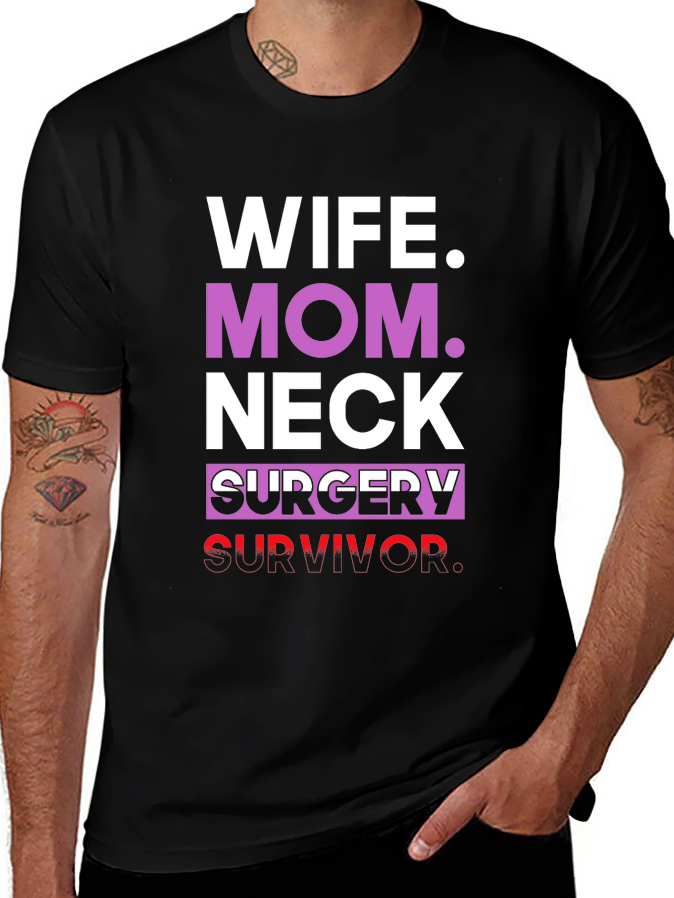 Wife Mom Neck Surgery Survivor Graphic Tee
