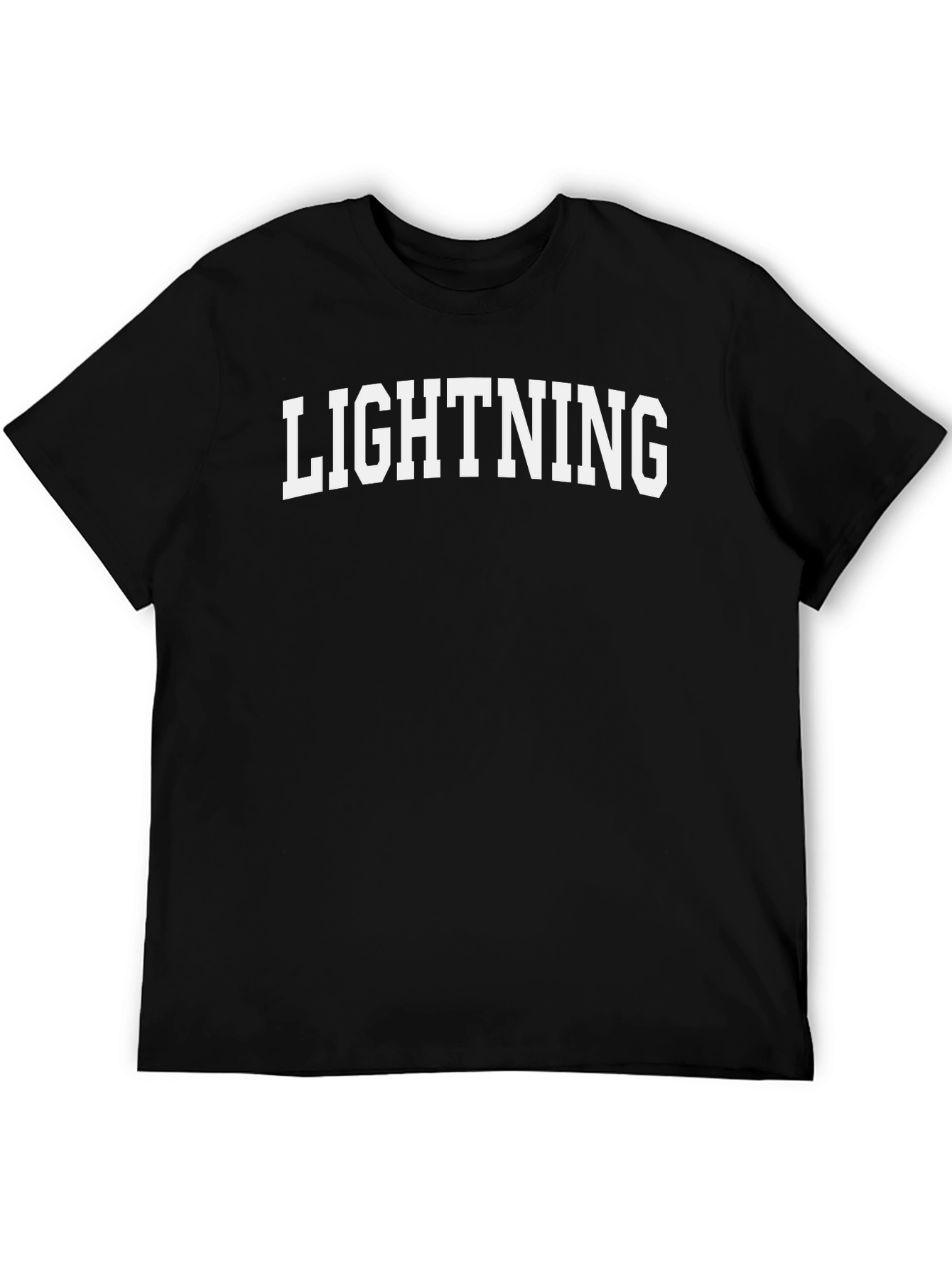 Lightning Bold White Text on Black T-Shirt