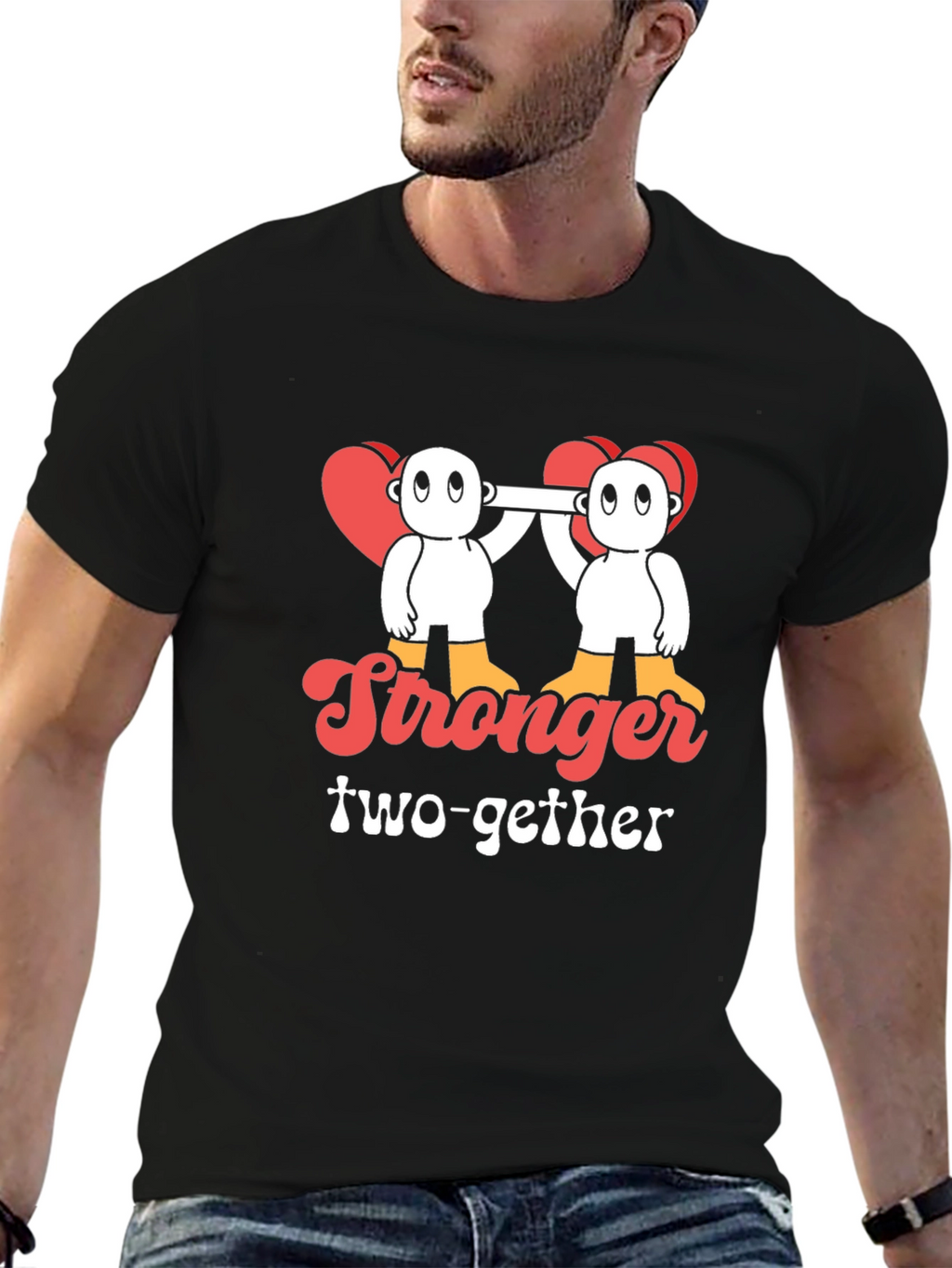 Stronger Together Graphic Tee - Black Cotton Blend