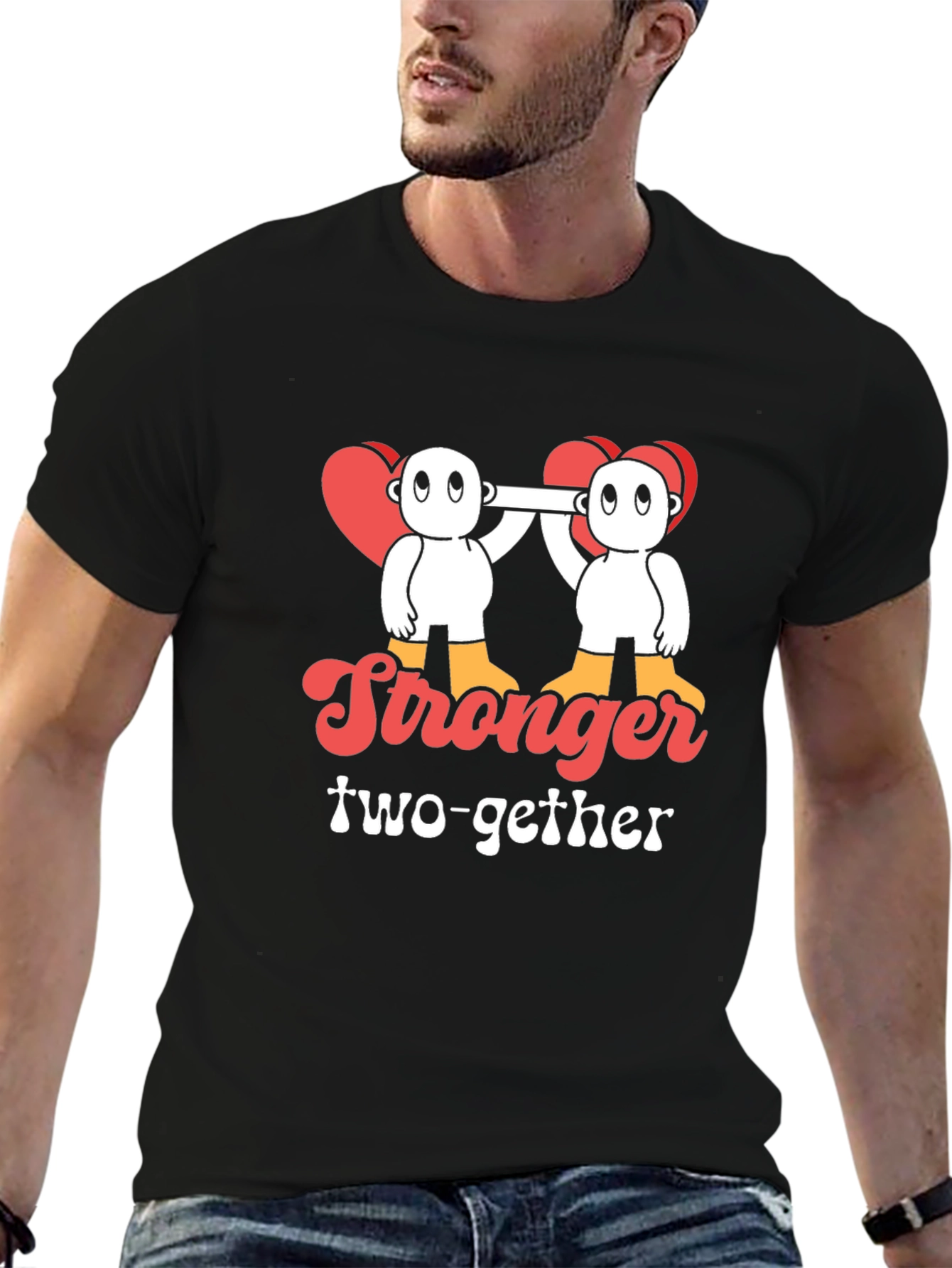 Stronger Together Graphic Tee - Black Cotton Blend