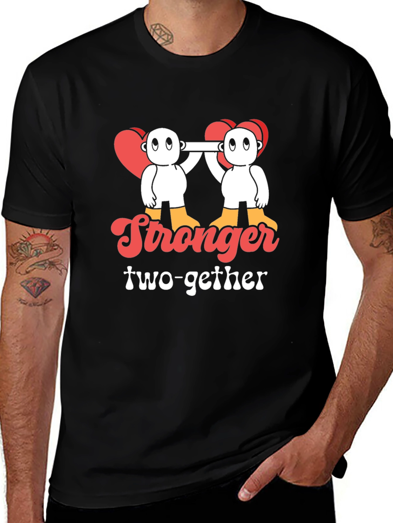 Stronger Together Graphic Tee - Black Cotton Blend