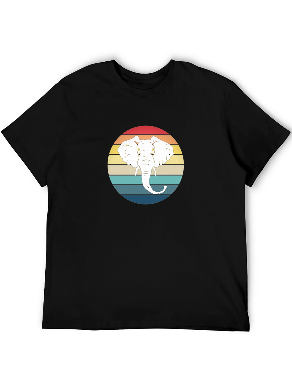 Elephant Sunset Graphic Tee - Black Cotton T-Shirt