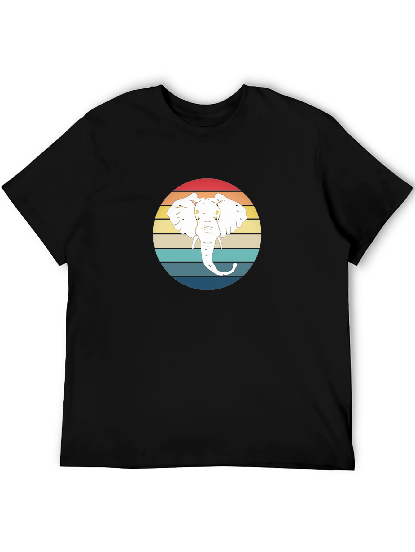 Elephant Sunset Graphic Tee - Black Cotton T-Shirt