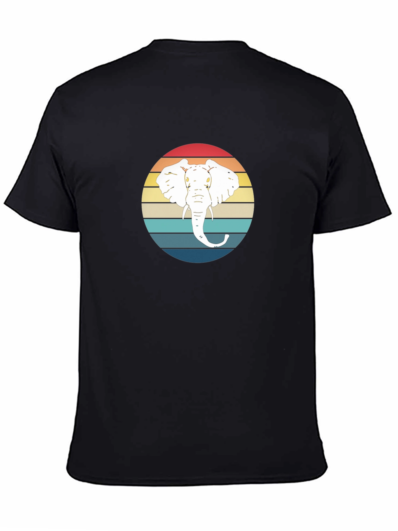 Elephant Sunset Graphic Tee - Black Cotton T-Shirt