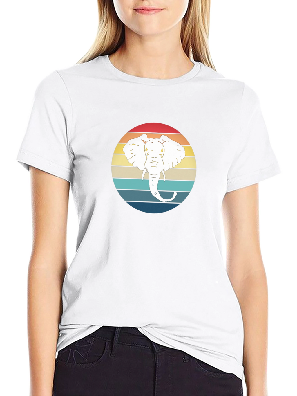 Elephant Sunset Graphic Tee - Black Cotton T-Shirt