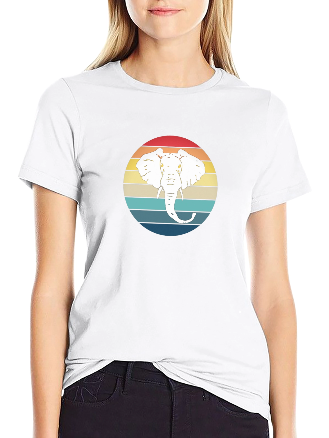 Elephant Sunset Graphic Tee - Black Cotton T-Shirt