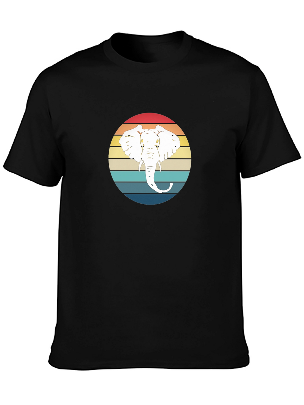 Elephant Sunset Graphic Tee - Black Cotton T-Shirt
