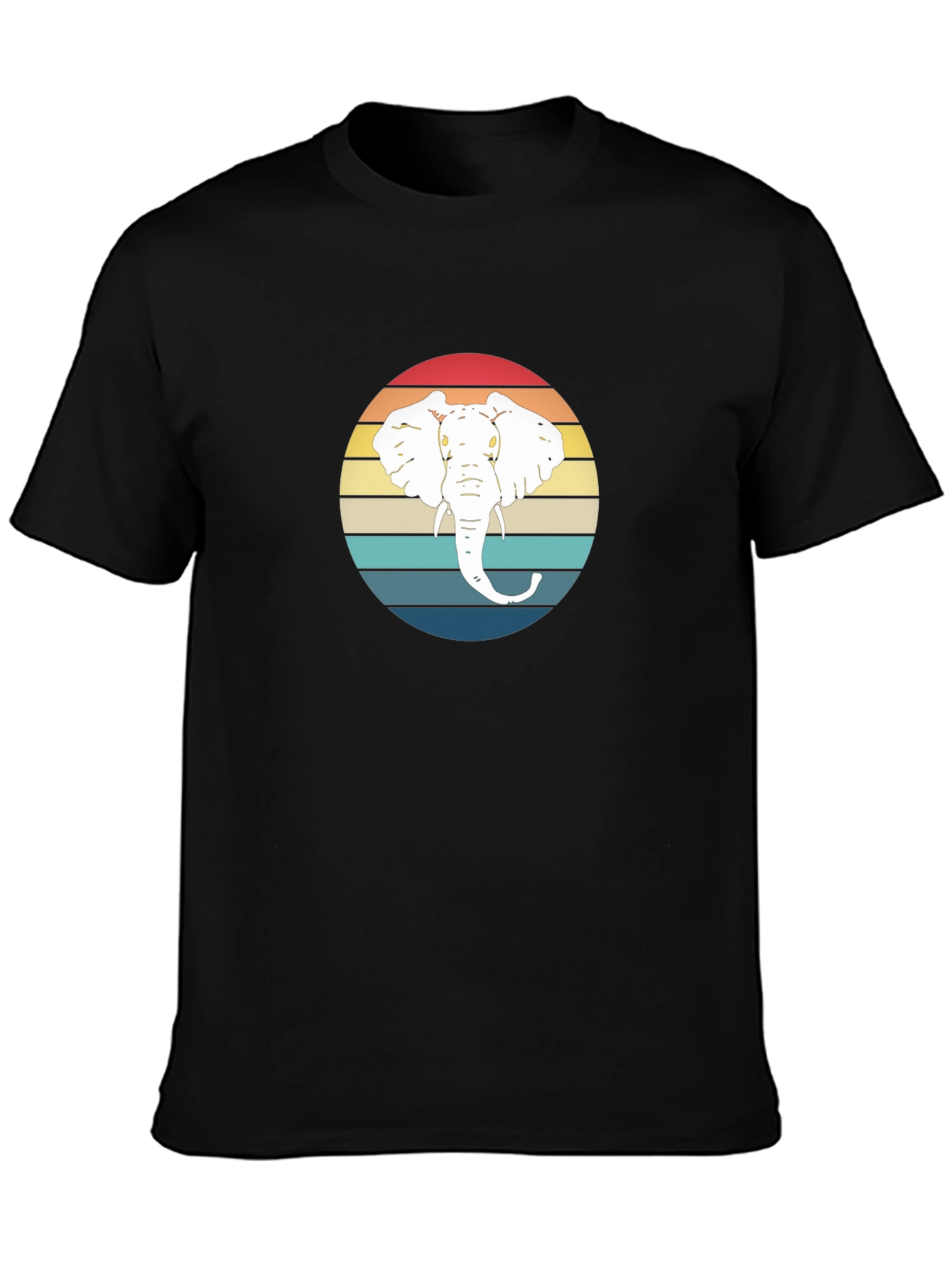 Elephant Sunset Graphic Tee - Black Cotton T-Shirt