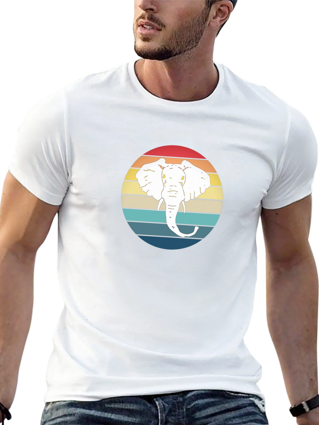 Elephant Sunset Graphic Tee - Black Cotton T-Shirt