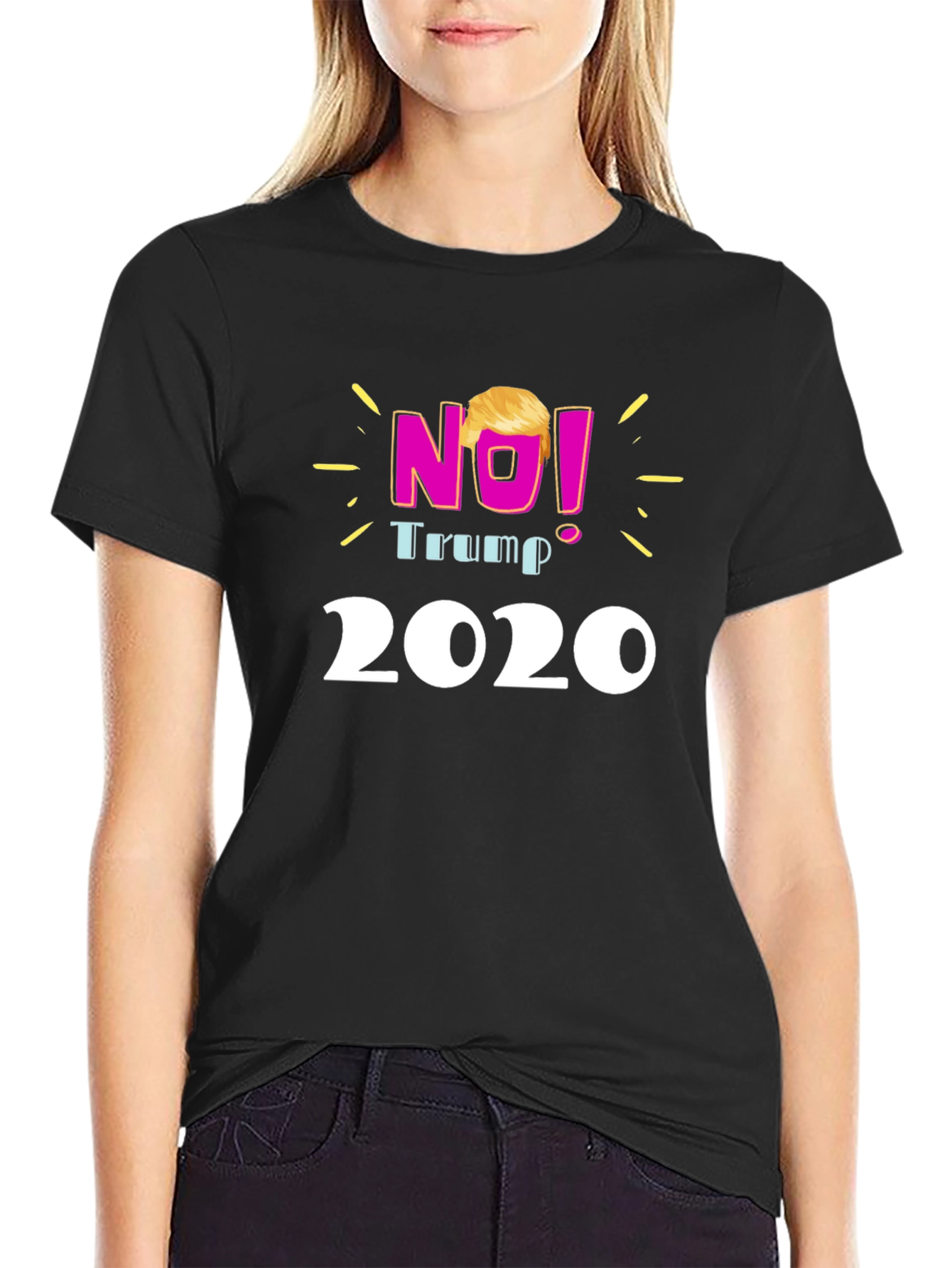 No! Trump 2020 Black T-Shirt