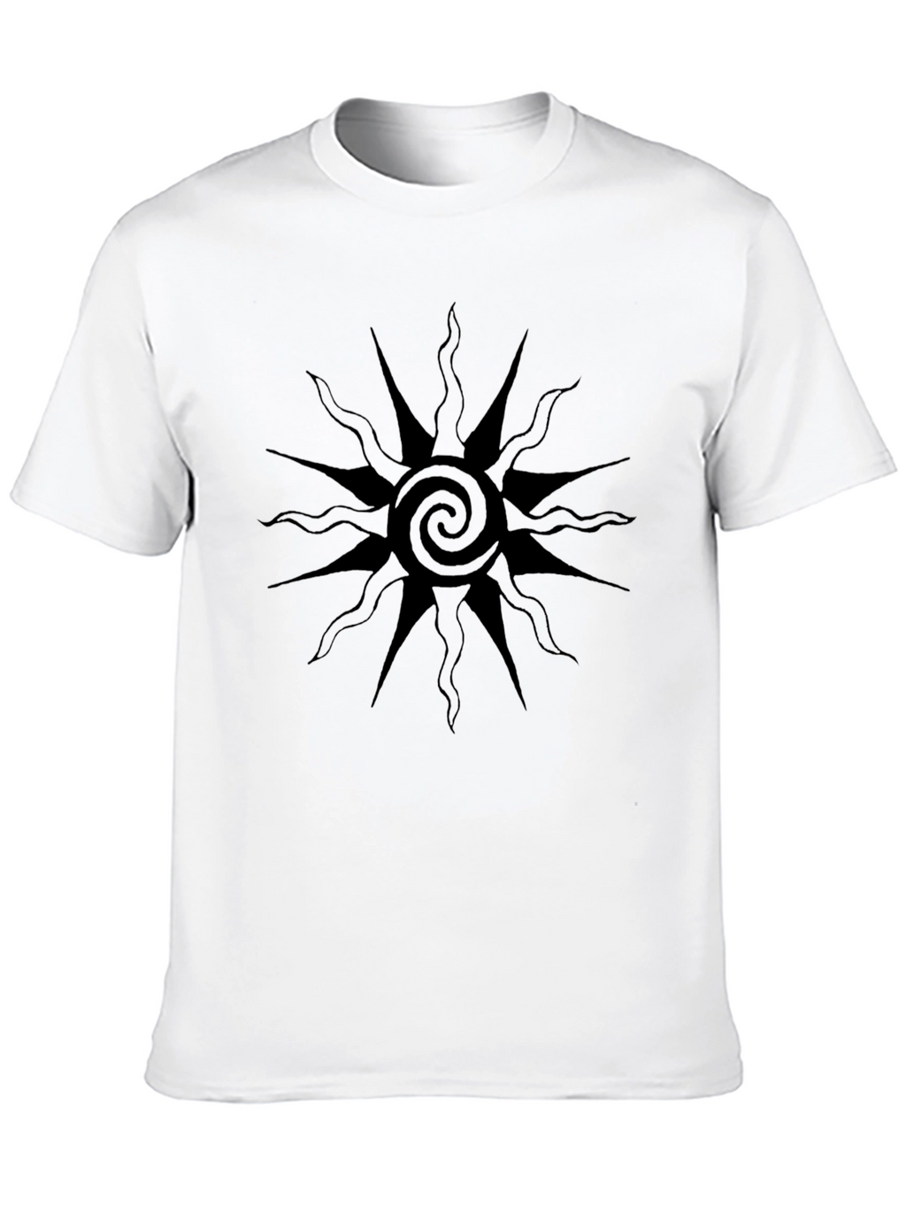 Black Graphic Tee - Sun Spiral Design