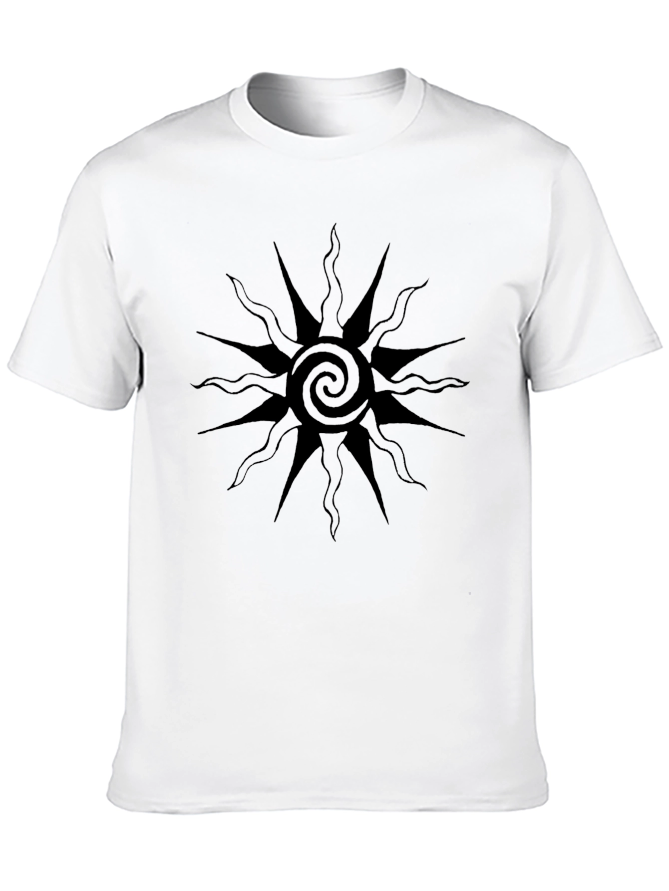 Black Graphic Tee - Sun Spiral Design