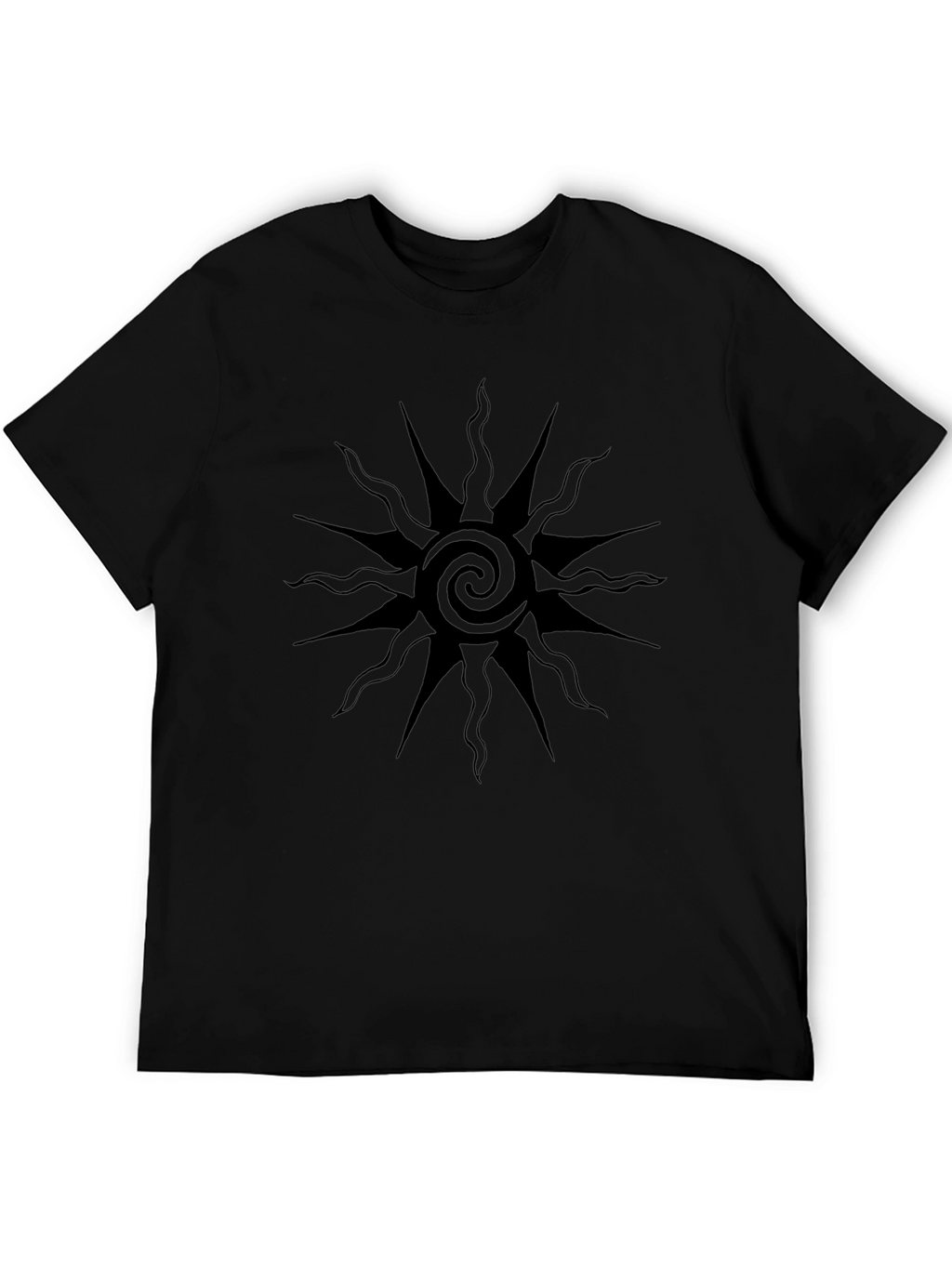 Black Graphic Tee - Sun Spiral Design
