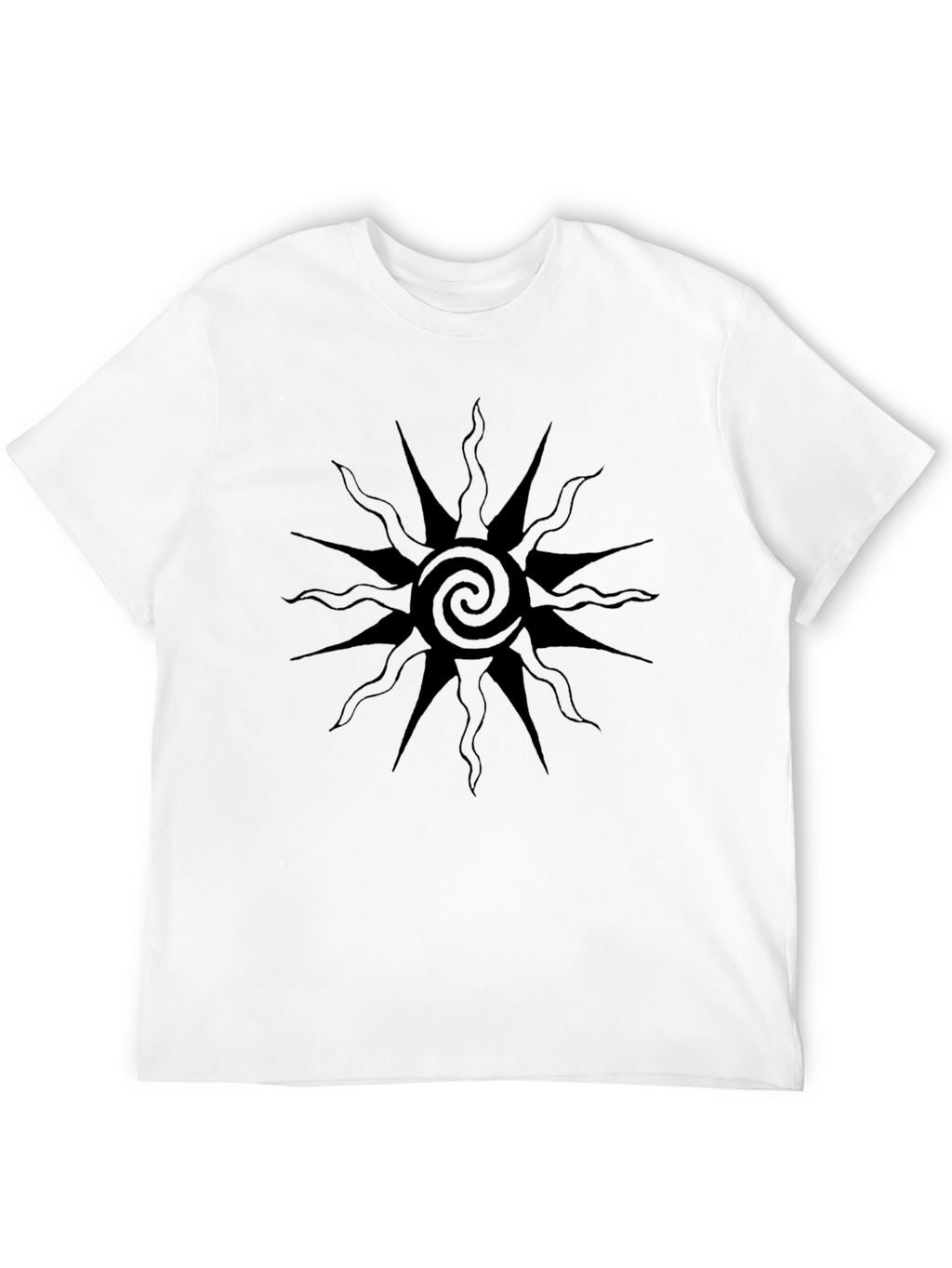 Black Graphic Tee - Sun Spiral Design