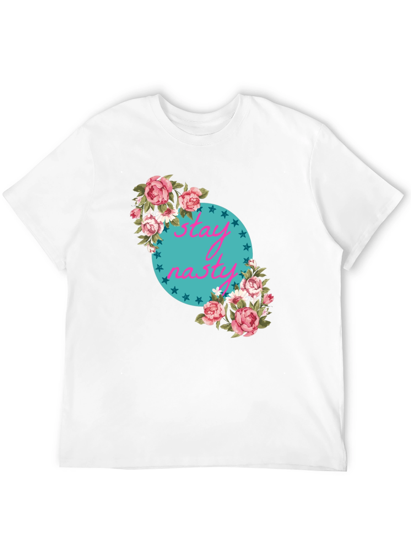 Stay Nasty Floral Graphic Tee - Trendy Black T-Shirt