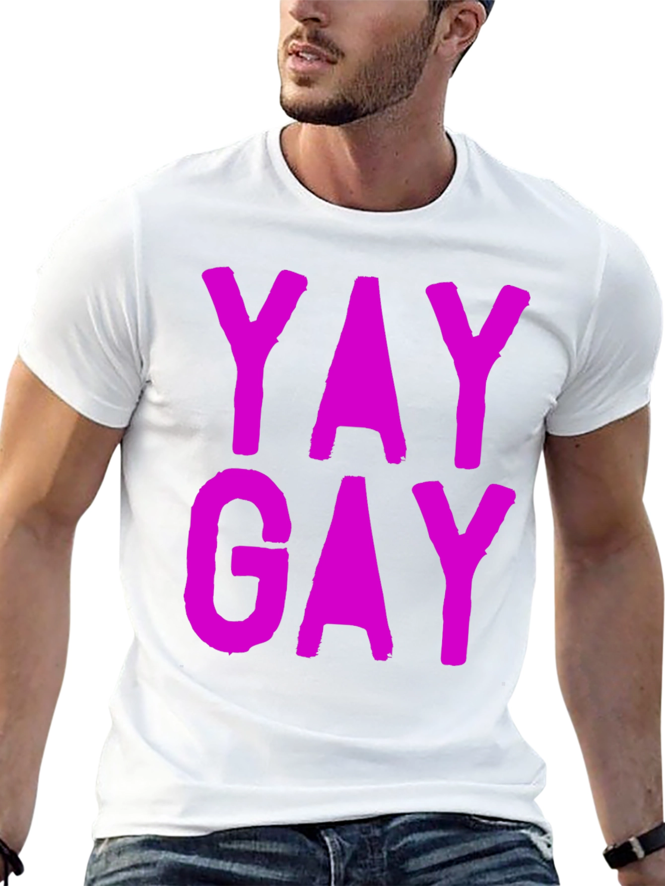 Yay Gay Black Cotton T-Shirt - Prideful Statement Tee