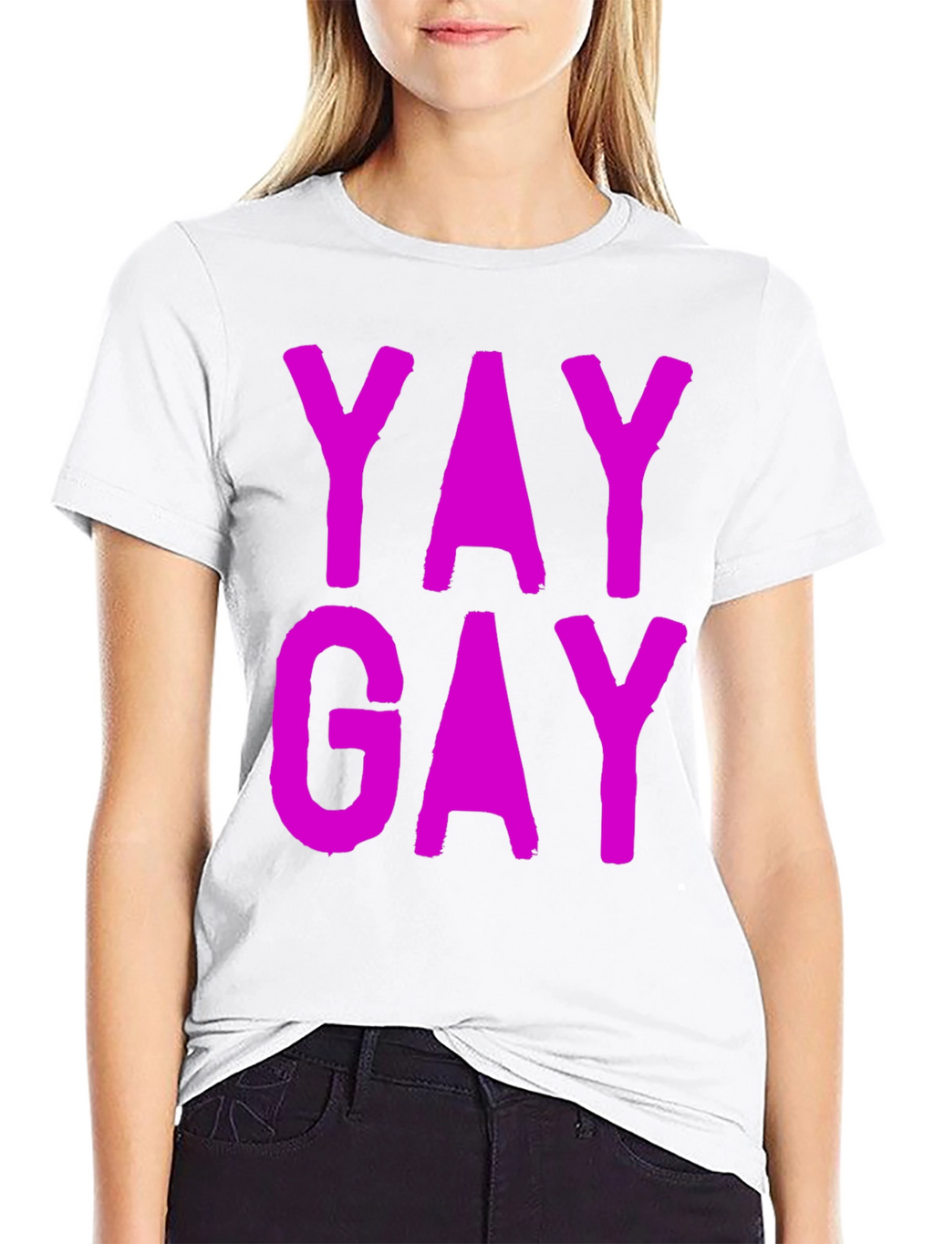 Yay Gay Black Cotton T-Shirt - Prideful Statement Tee