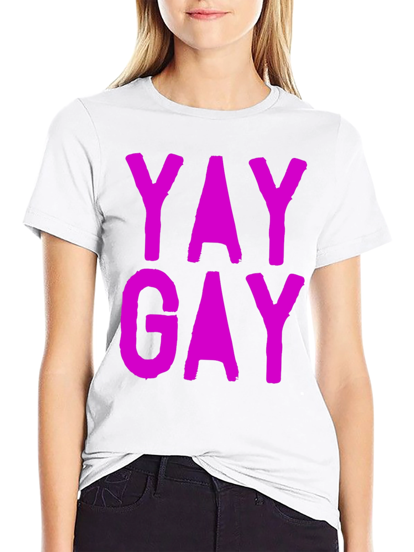 Yay Gay Black Cotton T-Shirt - Prideful Statement Tee
