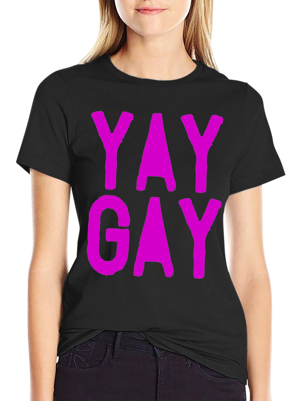 Yay Gay Black Cotton T-Shirt - Prideful Statement Tee