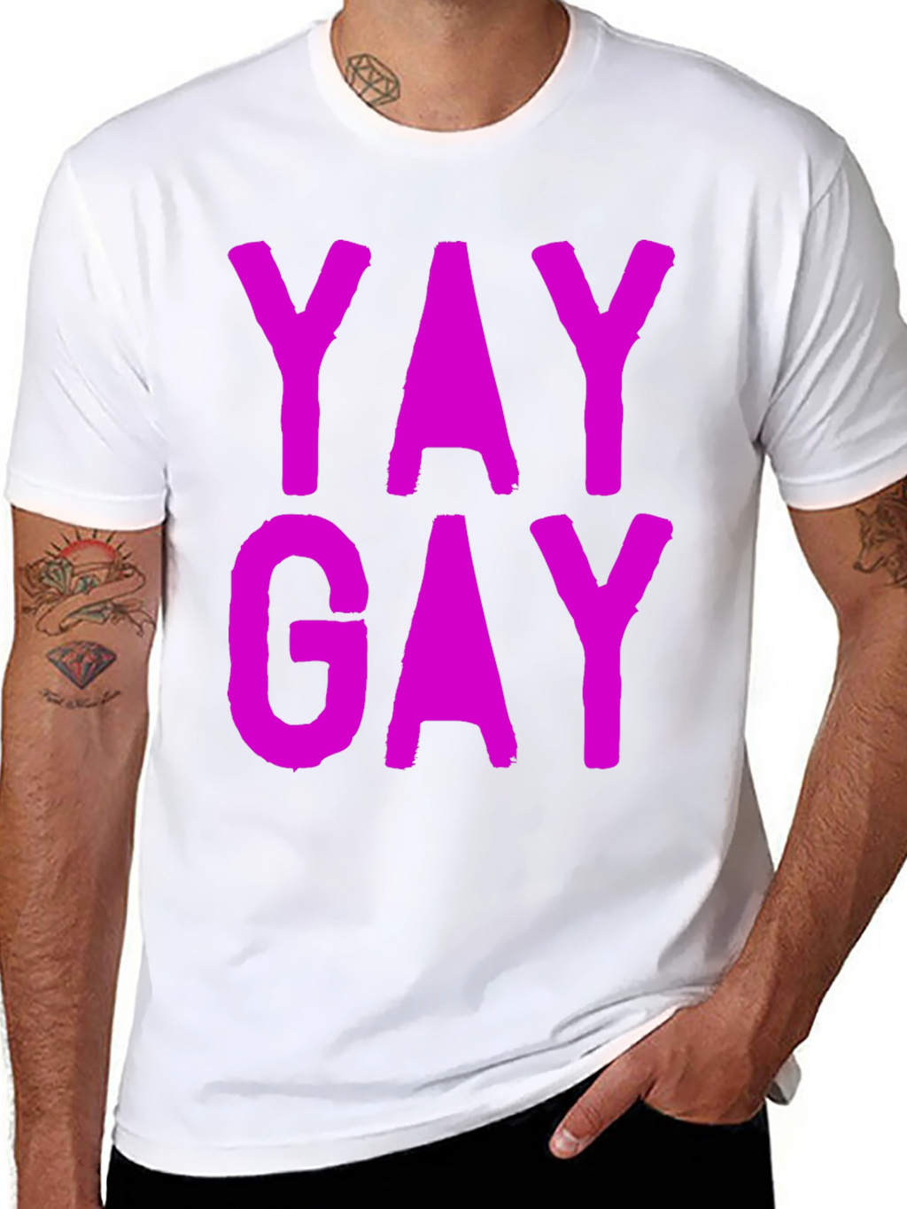 Yay Gay Black Cotton T-Shirt - Prideful Statement Tee