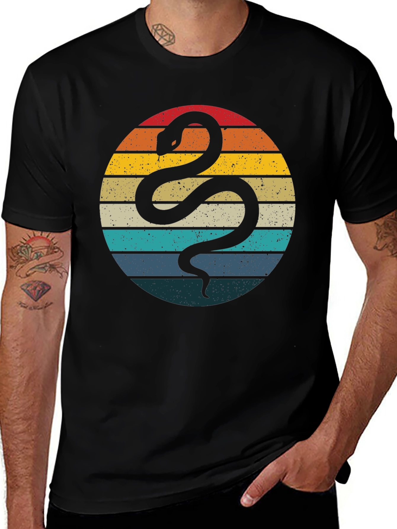 Retro Snake Graphic Tee - Vintage Style Mens T-Shirt