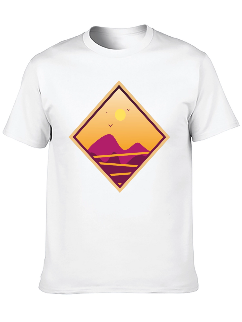 Sunset Mountain Graphic Tee - Black Cotton T-Shirt