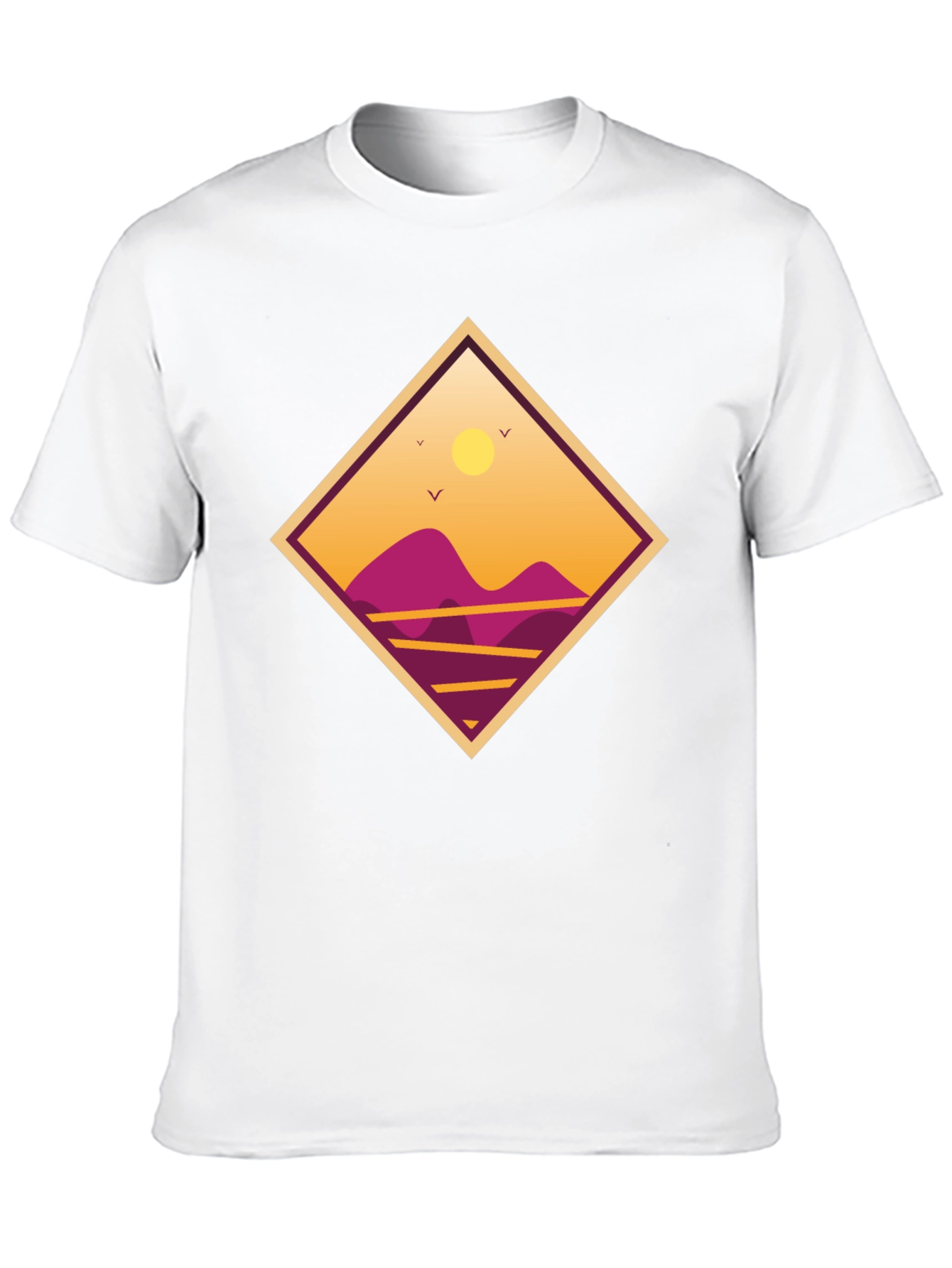 Sunset Mountain Graphic Tee - Black Cotton T-Shirt