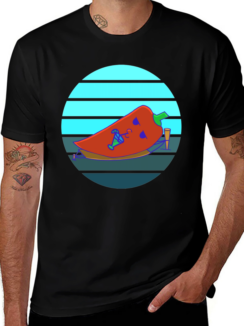 Chill Pepper Graphic Tee - Black