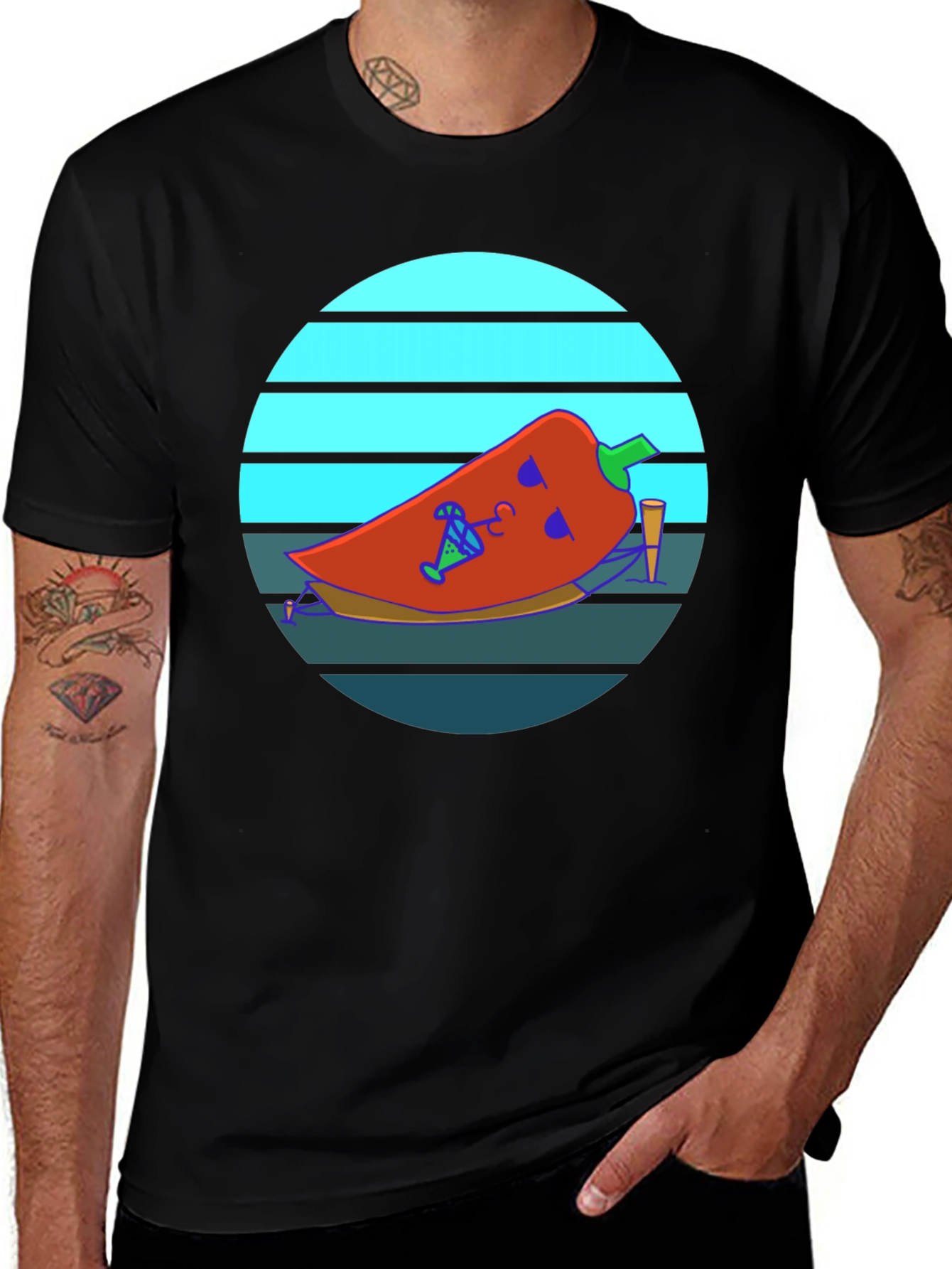 Chill Pepper Graphic Tee - Black