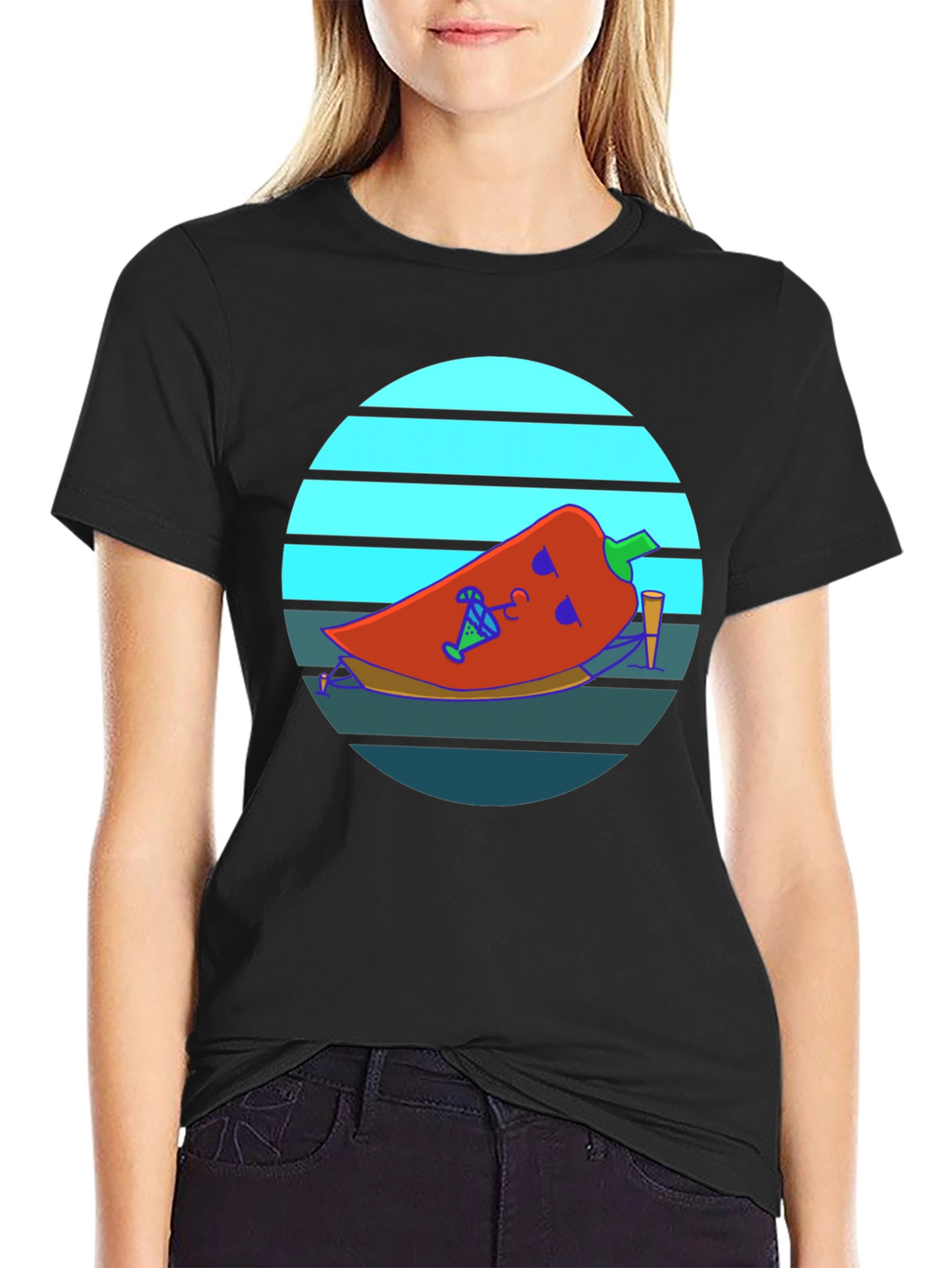 Chill Pepper Graphic Tee - Black