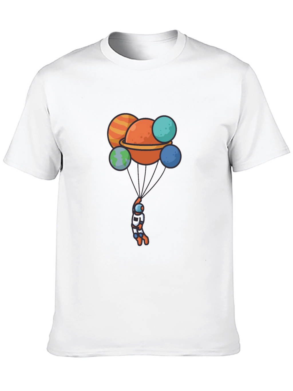 Astronaut Planet Balloon Graphic Black T-Shirt