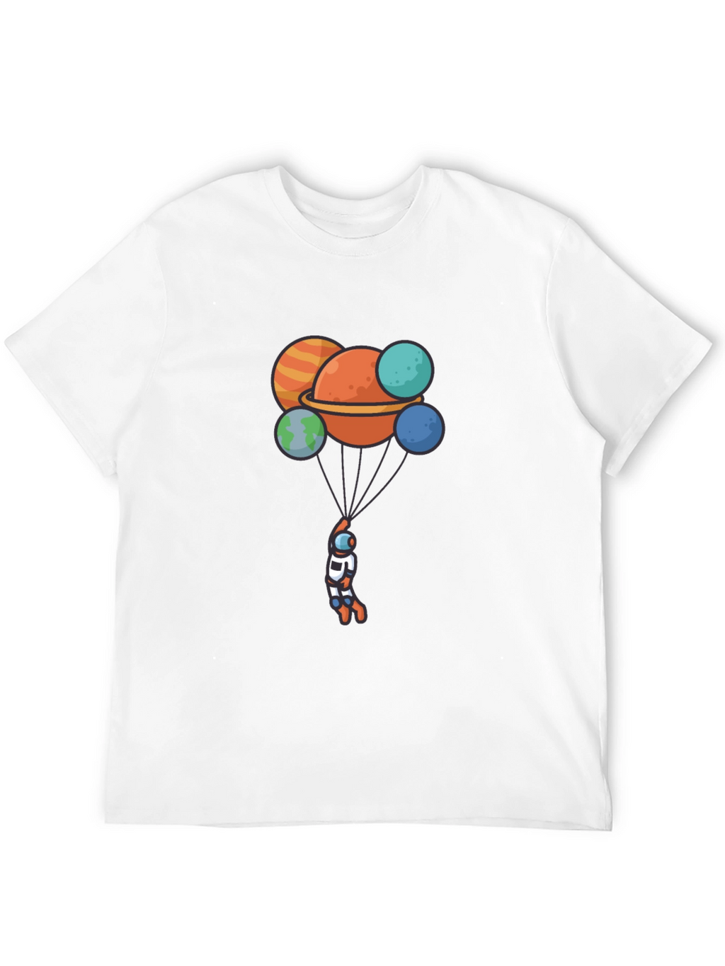Astronaut Planet Balloon Graphic Black T-Shirt