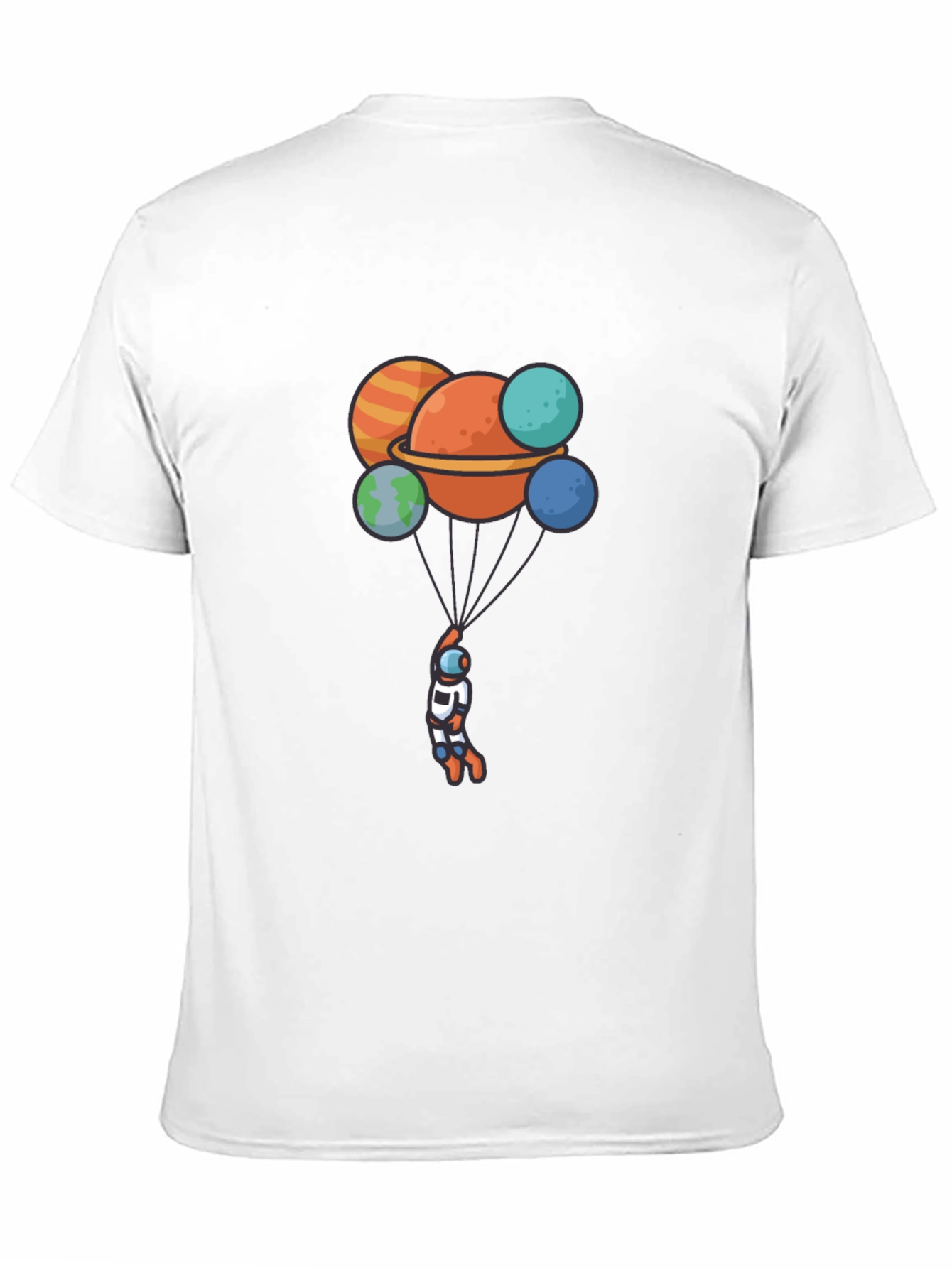 Astronaut Planet Balloon Graphic Black T-Shirt