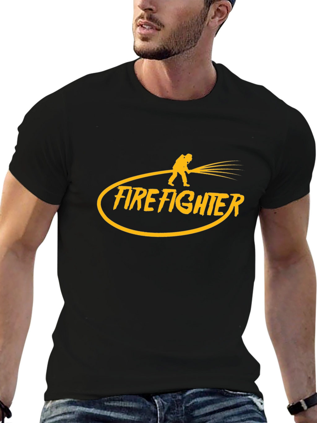 Firefighter Graphic Tee - Bold Black T-Shirt