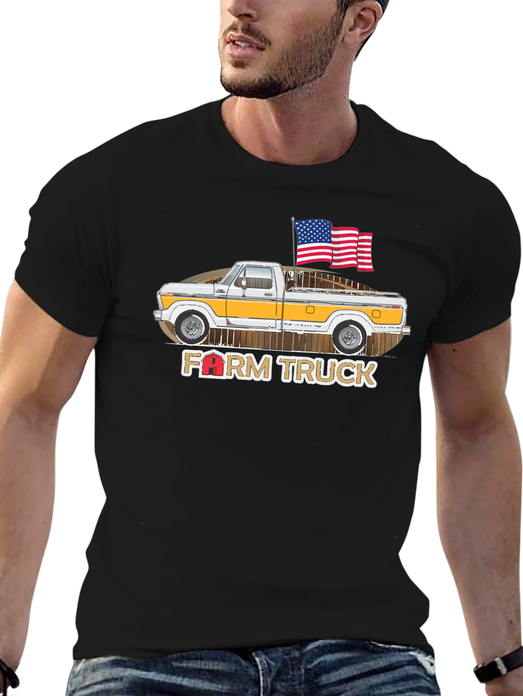 Farm Truck American Flag Graphic Tee
